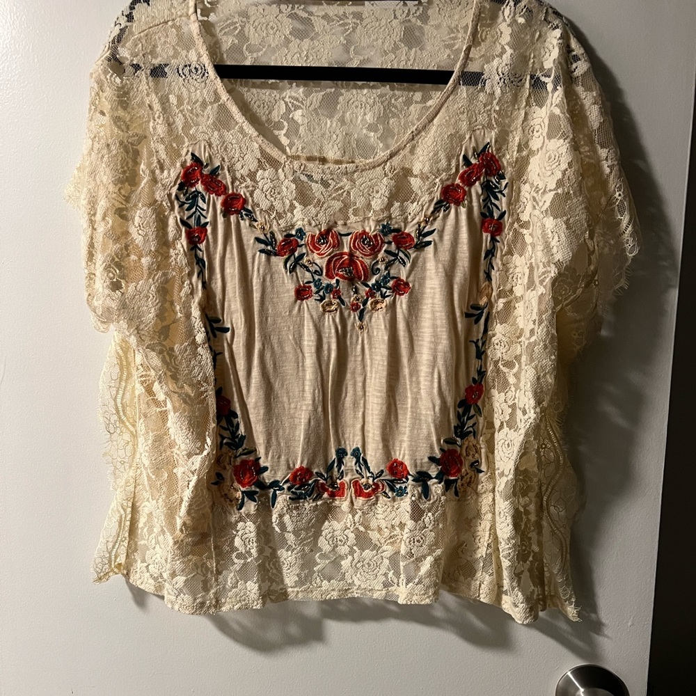 Floral and lace top